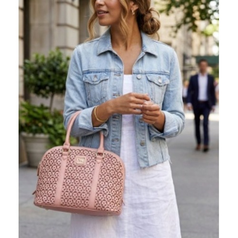Emma Fox Pink Leather Purse Romantic Floral Coquette Grandmillennial Cottagecore